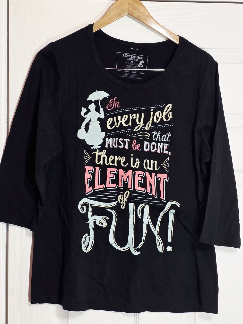 Disney Cast Exclusive Mary Poppins Every Job 3/4 Length Sleeve T-shirt Womens XL